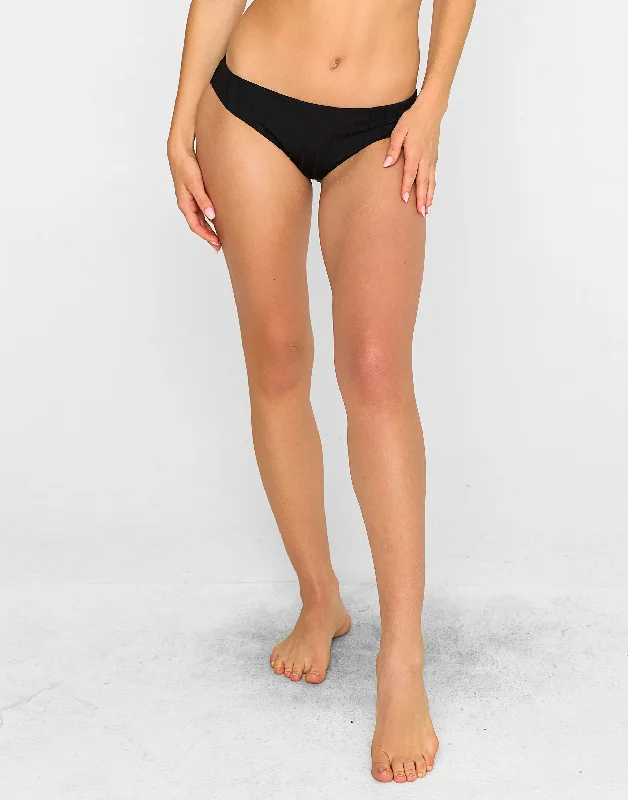 Neon - colored women swimwear to stand out on the beachGloria Full Bottom - Black Shiny Wide Rib