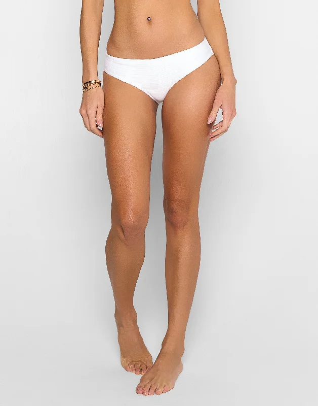 Sustainable women swimwear made from recycled materials for eco - conscious beachgoersKate Full Bottom - White Rib