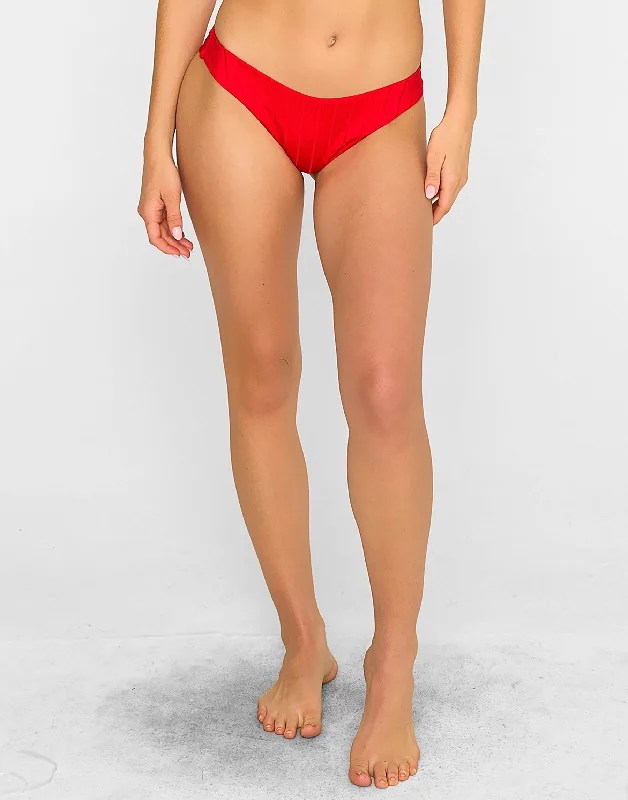 One - piece women swimwear with cut - outs for a stylish and modern appealGloria Skimpy Bottom - Red Shiny Wide Rib