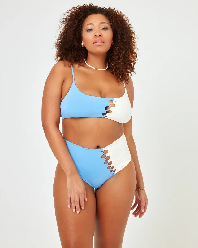 Ruched women swimwear with fabric gathers for a slimming effectSolstice Bikini Top - Aura-Cream