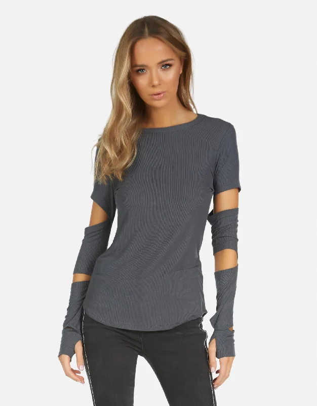 Mock Neck Women Long Sleeve Top for a Modern AestheticGranger Light Onyx