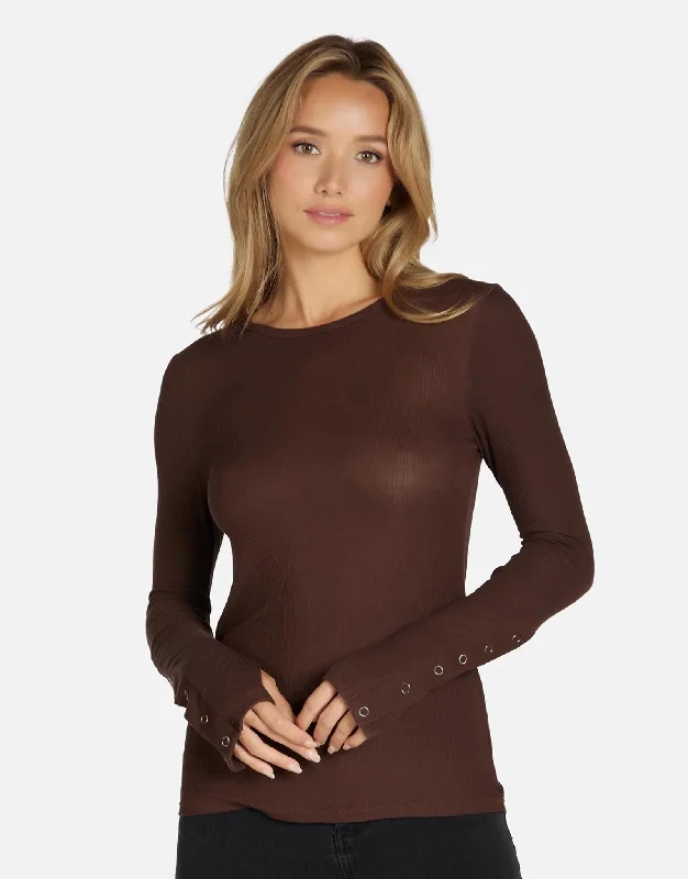 Lace - Trimmed Women Long Sleeve Top for an Elegant LookSorento Dark Mocha