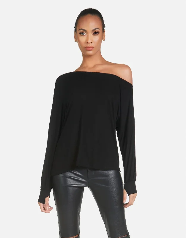 Lightweight Women Long Sleeve Top for Spring and AutumnKristopher Core Tee Black