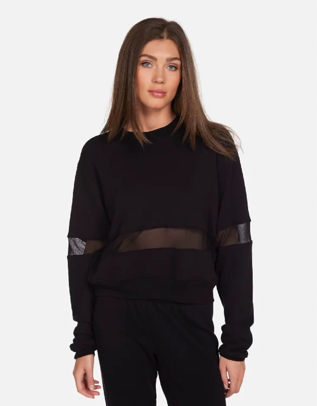 Ruffled Cuff Women Long Sleeve Top with a Feminine TouchInacio Mesh