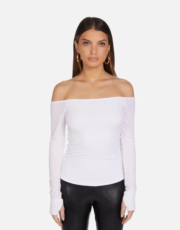 Ruffled Cuff Women Long Sleeve Top with a Feminine TouchLanny White