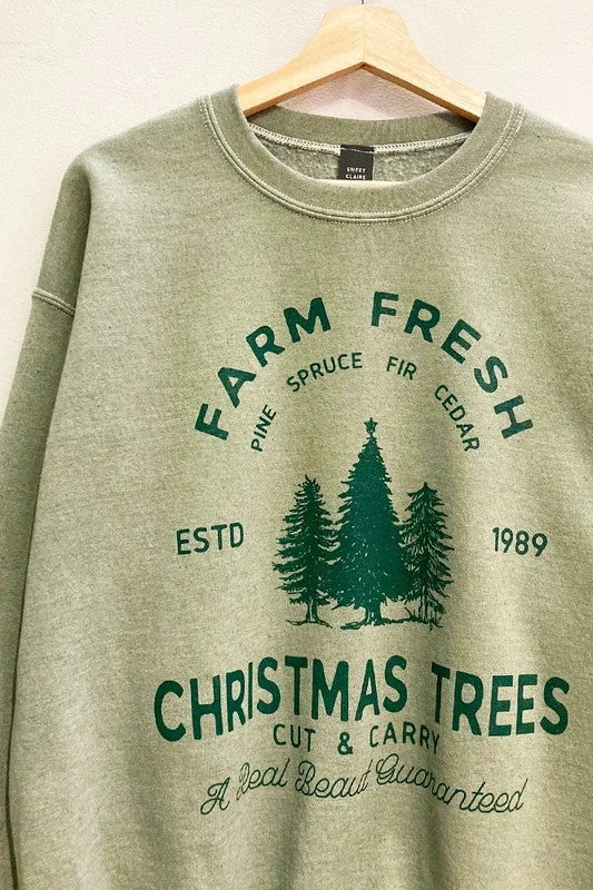 Wrap - Style Women Long Sleeve Top for a Versatile FitFarm Fresh Christmas Trees Sweatshirt S-XL