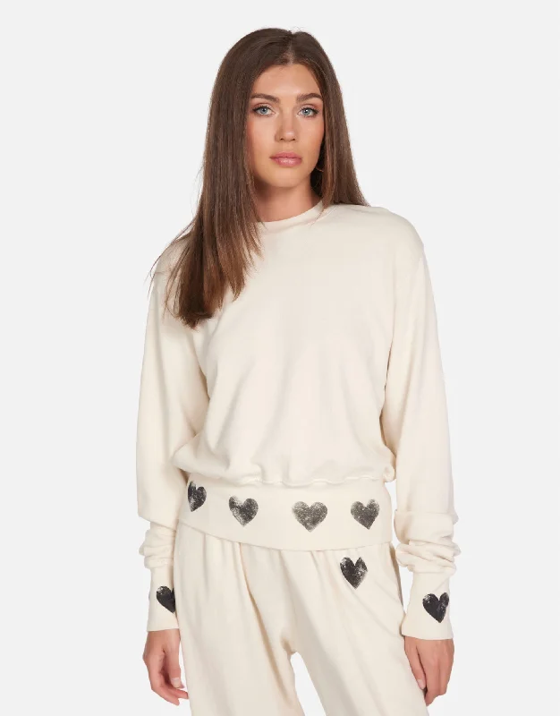 Pocket - Equipped Women Long Sleeve Top for Added FunctionalityKamon Heart Print