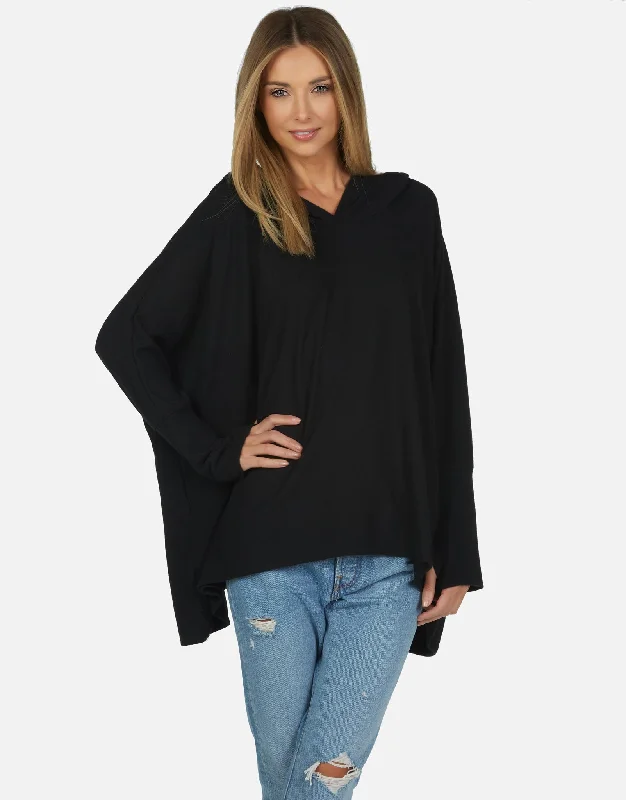 Mock Neck Women Long Sleeve Top for a Modern AestheticDash Oversized Hoodie Black