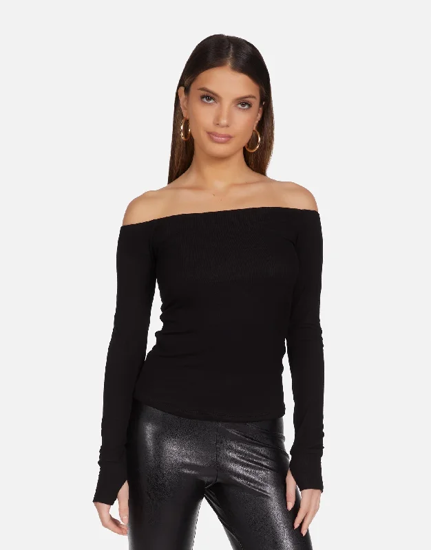 Ruffled Cuff Women Long Sleeve Top with a Feminine TouchLanny Black