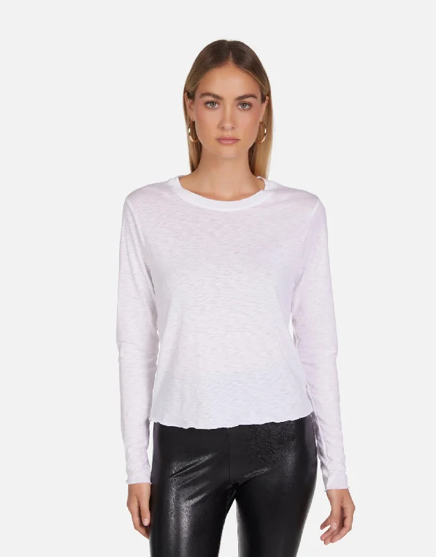 Metallic Accent Women Long Sleeve Top for a Glamorous LookKennith White