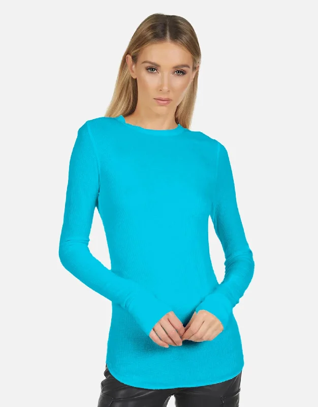 Puffer - Sleeve Women Long Sleeve Top for a Fashion - Forward LookAlick Fitted Tee Turquoise Stone