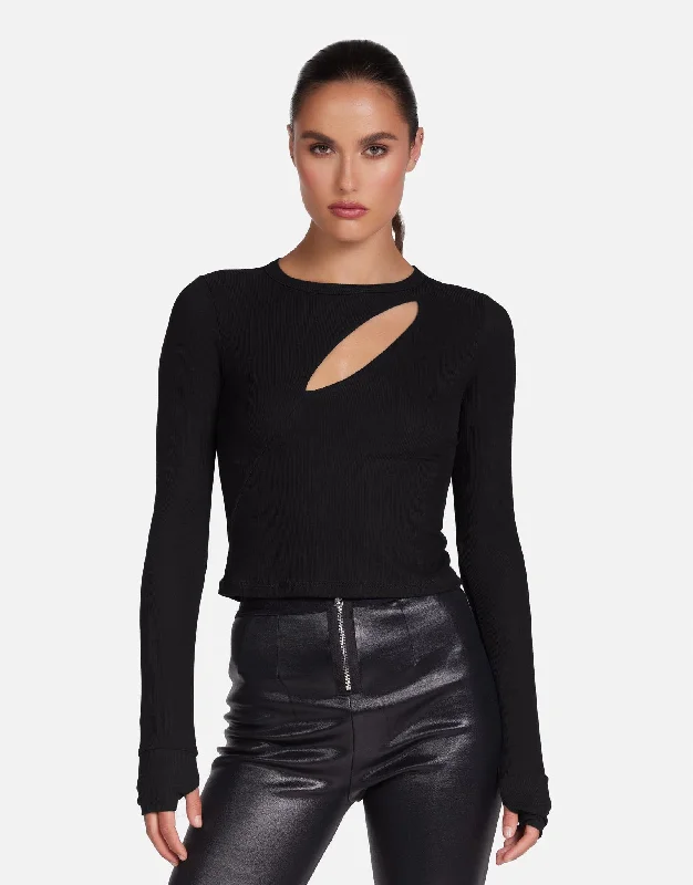 Cable - Knit Women Long Sleeve Top with a Cozy TextureBenecroft Black