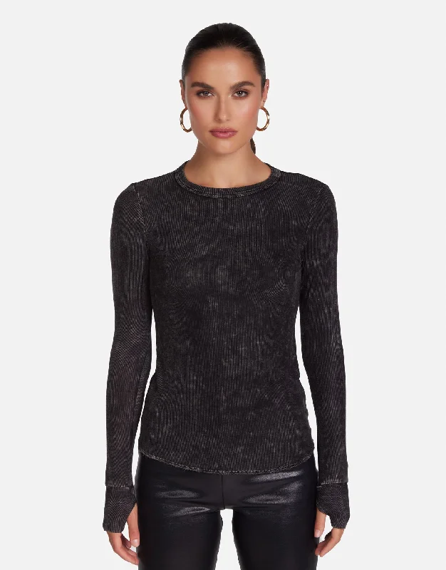 Mock Neck Women Long Sleeve Top for a Modern AestheticAlick Black Mineral