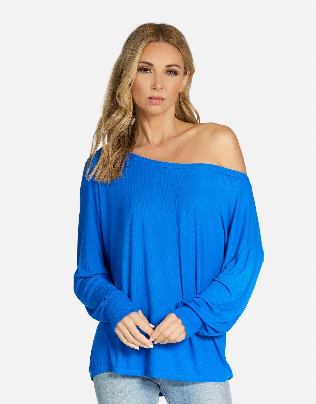 Mock Neck Women Long Sleeve Top for a Modern AestheticKristopher Tee Cobalt