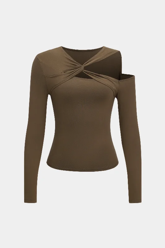 Wrap - Style Women Long Sleeve Top for a Versatile FitTwist Asymmetry V-Neck Long-Sleeve Top