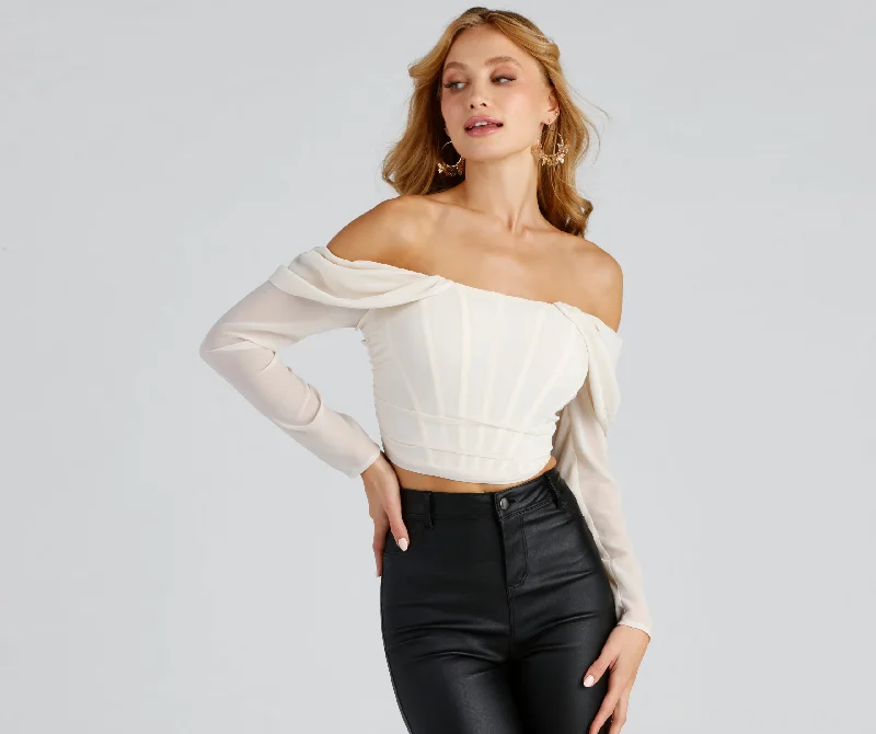 Organic Cotton Women Long Sleeve Top for Eco - Friendly ComfortEffortless And Chic Cropped Corset Top