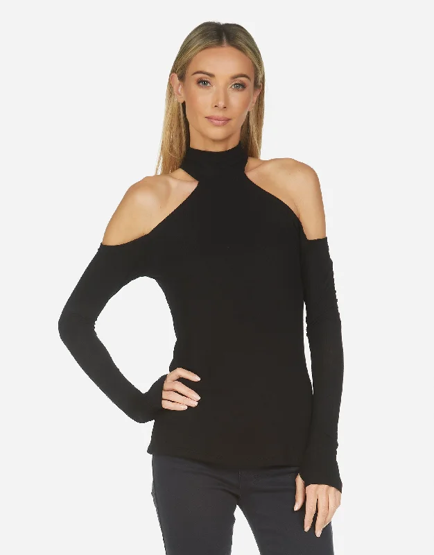 Organic Cotton Women Long Sleeve Top for Eco - Friendly ComfortLevon L/S Top w/ Shoulder Cutout