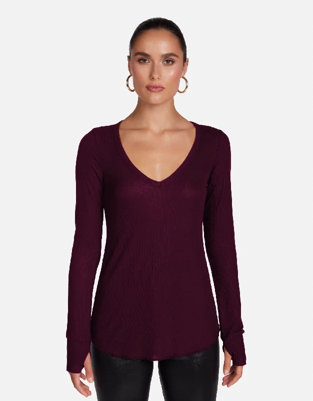 Plaid Women Long Sleeve Top for a Preppy VibeOtis Deep Merlot