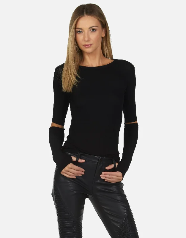 Lightweight Women Long Sleeve Top for Spring and AutumnSolomon Core Fitted Tee Black