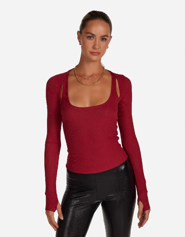 Organic Cotton Women Long Sleeve Top for Eco - Friendly ComfortStanfield Maroon