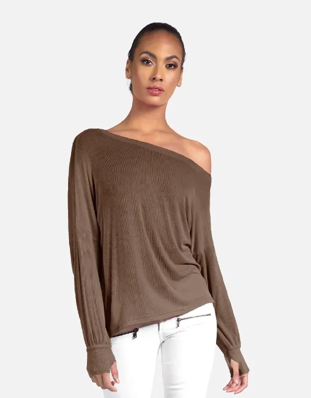 Lightweight Women Long Sleeve Top for Spring and AutumnKristopher Tee Brownie