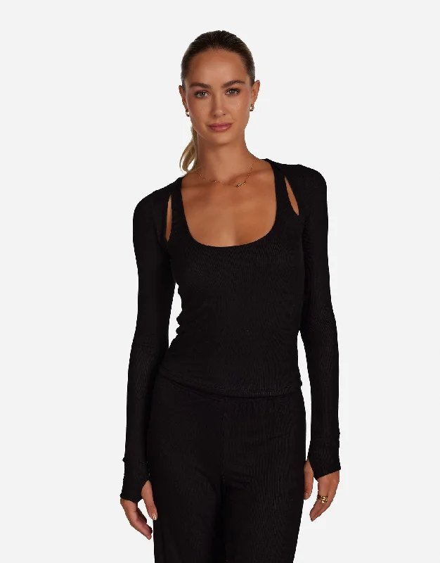 Ribbed Women Long Sleeve Top with a Textured AppealStanfield Black