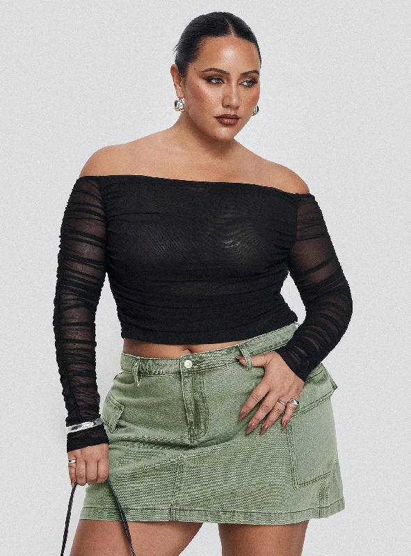 Plus Size Women Long Sleeve Top for a Flattering and Comfortable FitHartford Off The Shoulder Top Black Curve