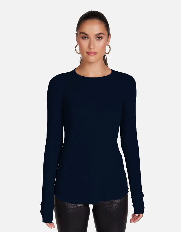 Organic Cotton Women Long Sleeve Top for Eco - Friendly ComfortAlick Dark Navy