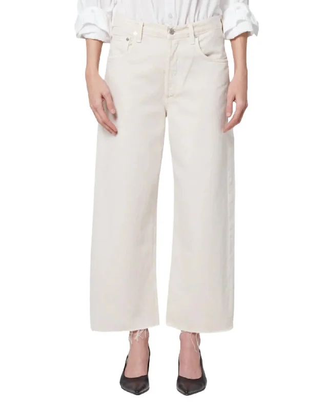 Ayla Raw Hem Crop Twill Jean In Almondette