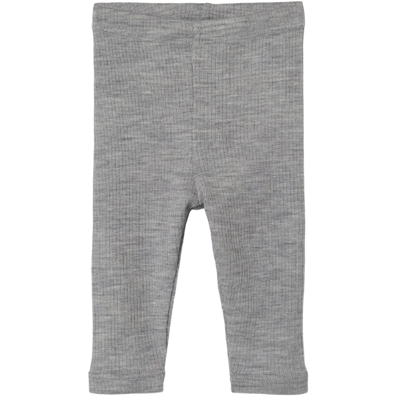 Lil'Atelier Grey Melange Fable Uld Leggings