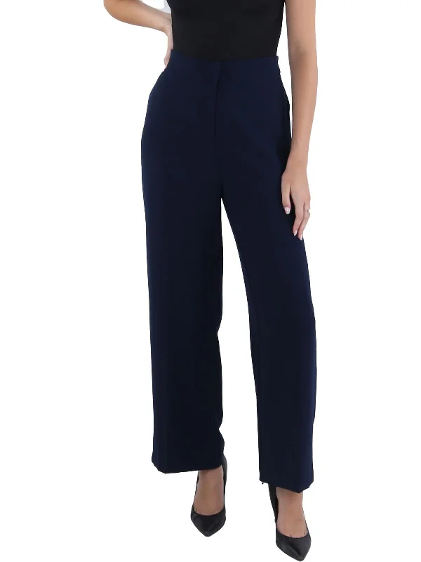 Womens Texured Pintuck Straight Leg Pants