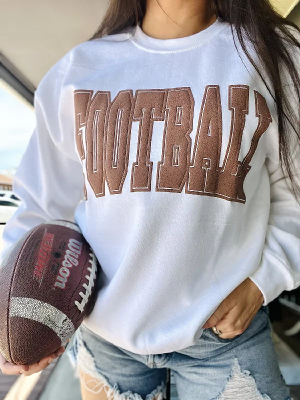 V - Neck Women Sweater to Elongate the NecklinePuff Print Football Sweatshirt