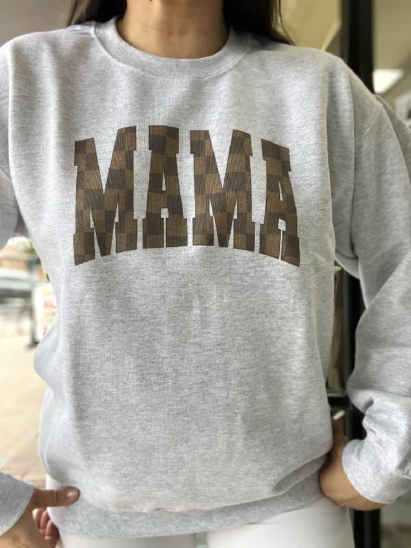 Mock - Neck Women Sweater for a Modern TwistDistressed Vintage LV Mama Crew