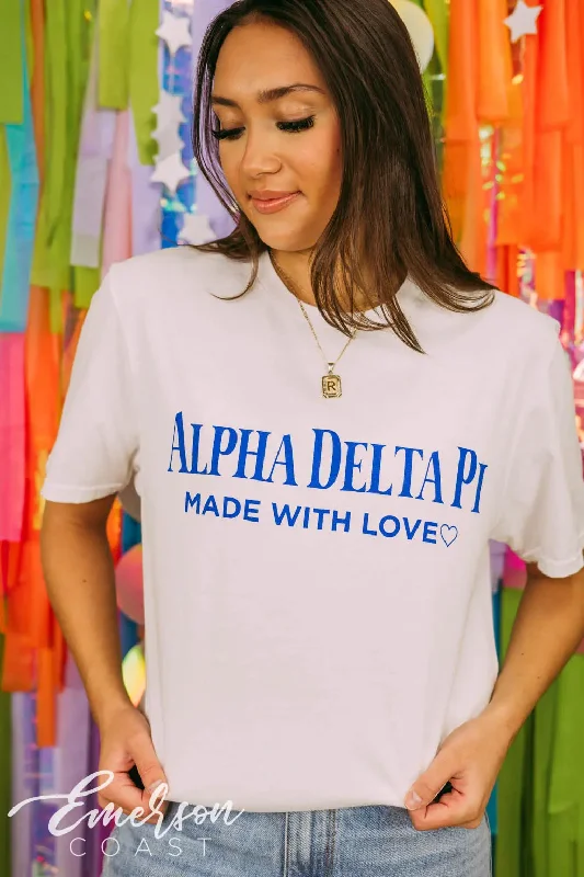 Long Sleeve Women T Shirt for Cooler WeatherAlpha Delta Pi Made With Love Tshirt