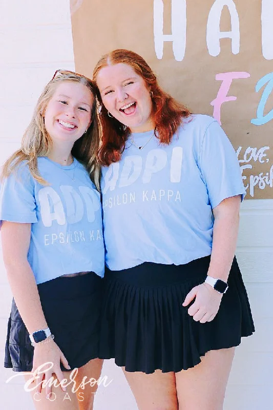 Ringer T Shirt Women with Retro - Inspired StripesAlpha Delta Pi Shades of Blue Tshirt