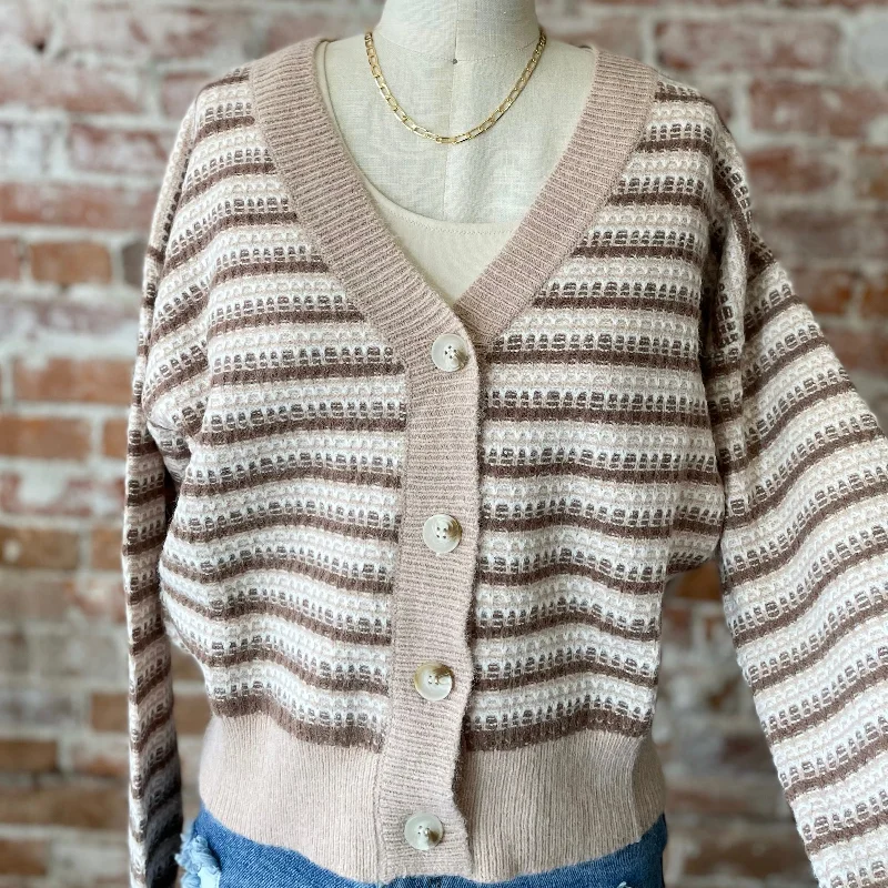 Cropped Women Sweater to Pair with High - Waisted BottomsBear With Me Button Down Sweater