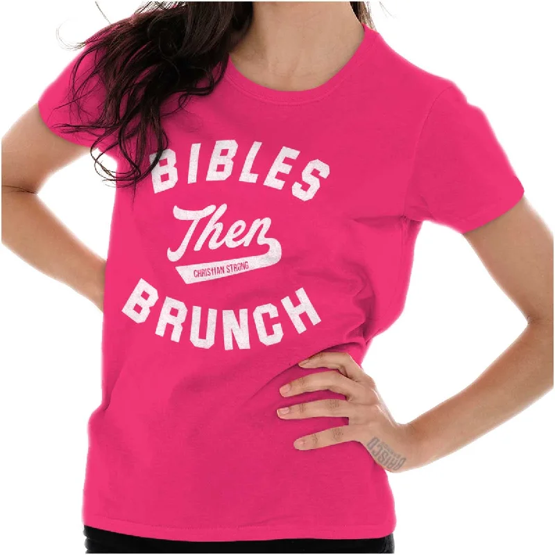 Muscle Women T Shirt for a Sporty and Casual LookBibles Then Brunch Ladies T Shirt