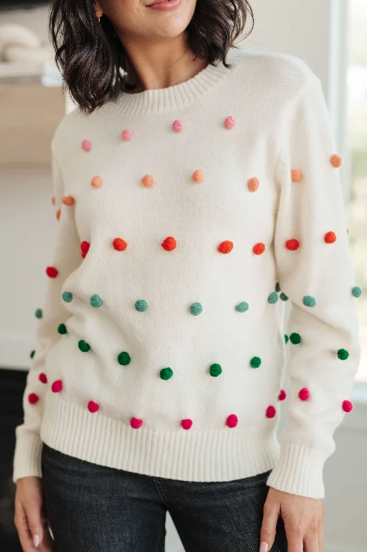 Hooded Women Sweater for Added Comfort and StyleCandy Buttons Pom Detail Sweater