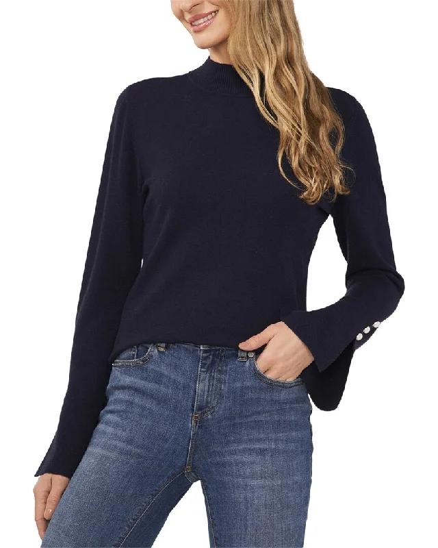 Organic Cotton Women Sweater for an Eco - Friendly ChoiceCece Pearl Split Cuff Mock Neck Sweater