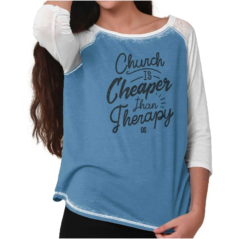 Tie - Dye Women T Shirt with a Bohemian VibeChurch Therapy Baseball Raglan T