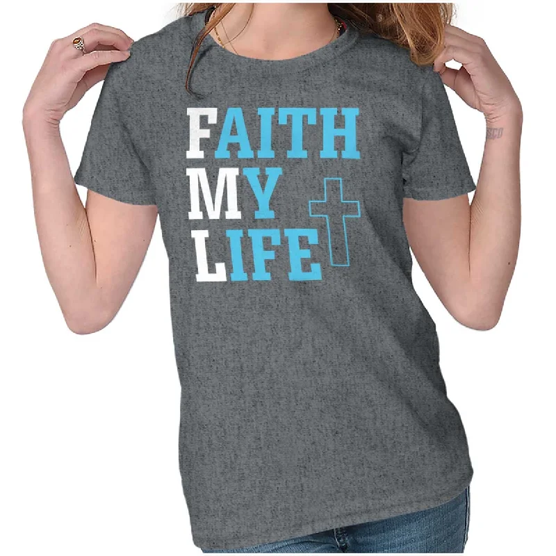 Crew Neck Women T Shirt with a Timeless DesignFaith My Life Ladies T Shirt