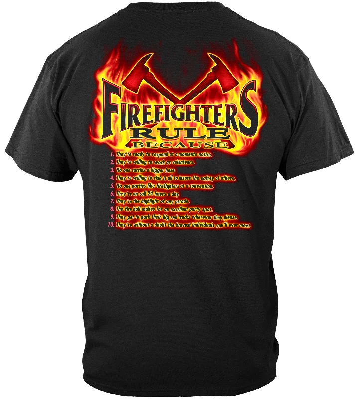 Embroidered Women T Shirt with Intricate DetailsFirefighters Rule Shirt