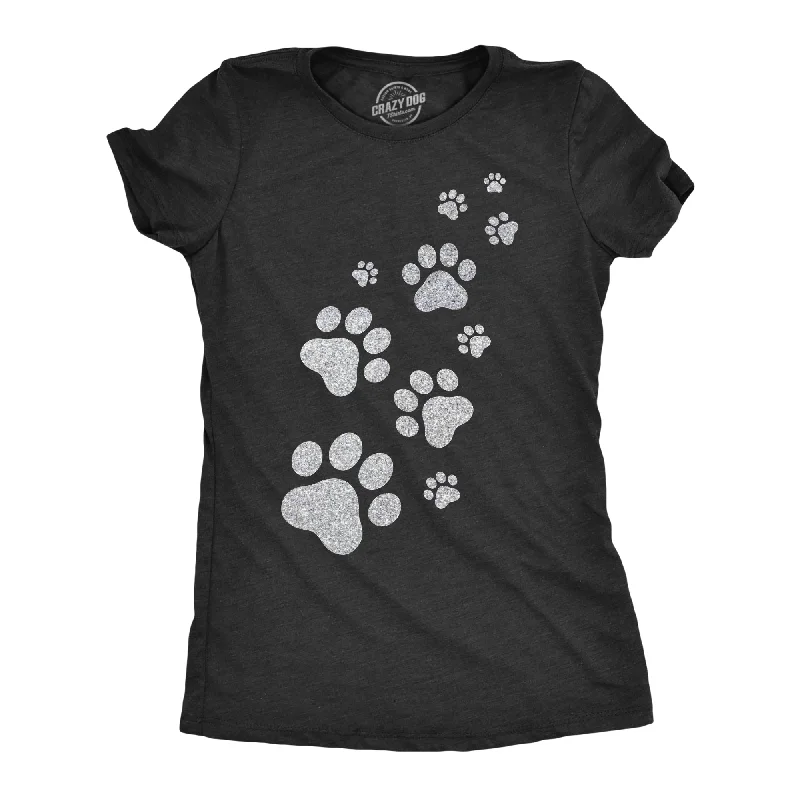 Moisture - Wicking Women T Shirt for Active LifestylesGlitter Cat Paw Prints Women's T Shirt