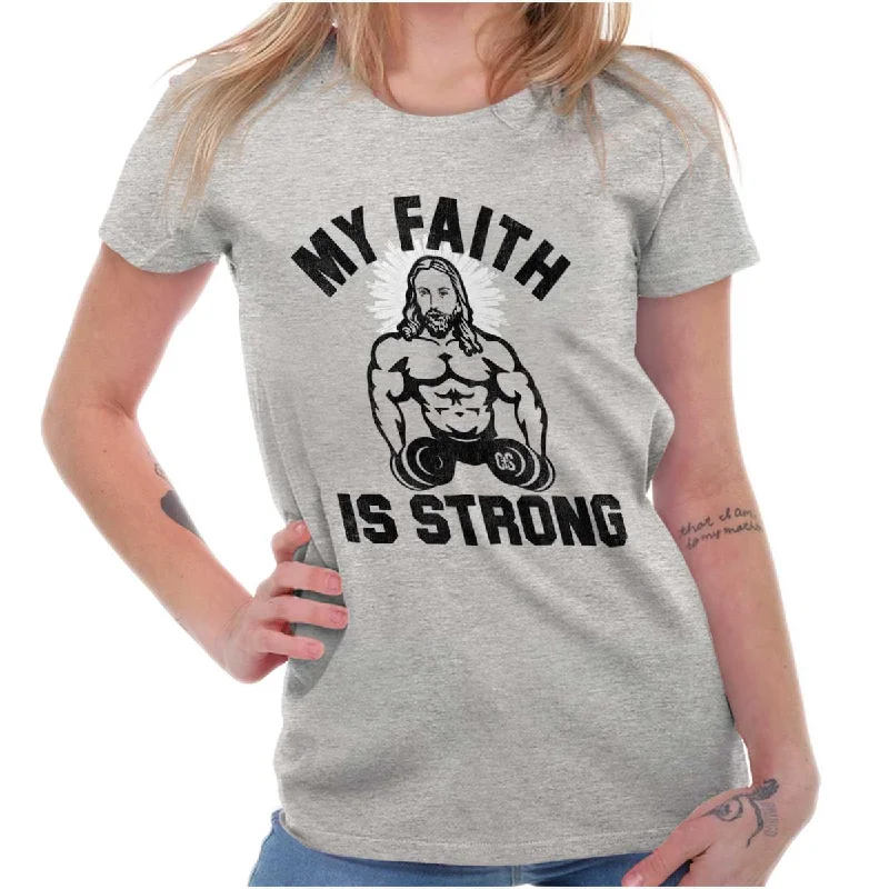 Striped Women T Shirt in a Classic PatternGym Jesus Christ Strong Ladies T Shirt