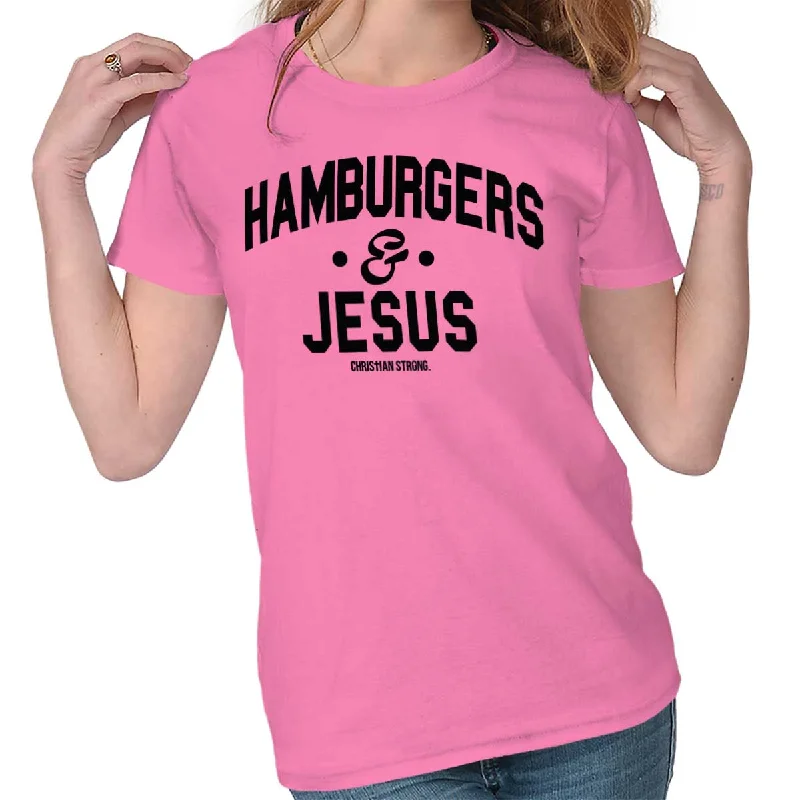 Crop Top Women T Shirt to Pair with High - Waisted BottomsHamburgers & Jesus Ladies T Shirt