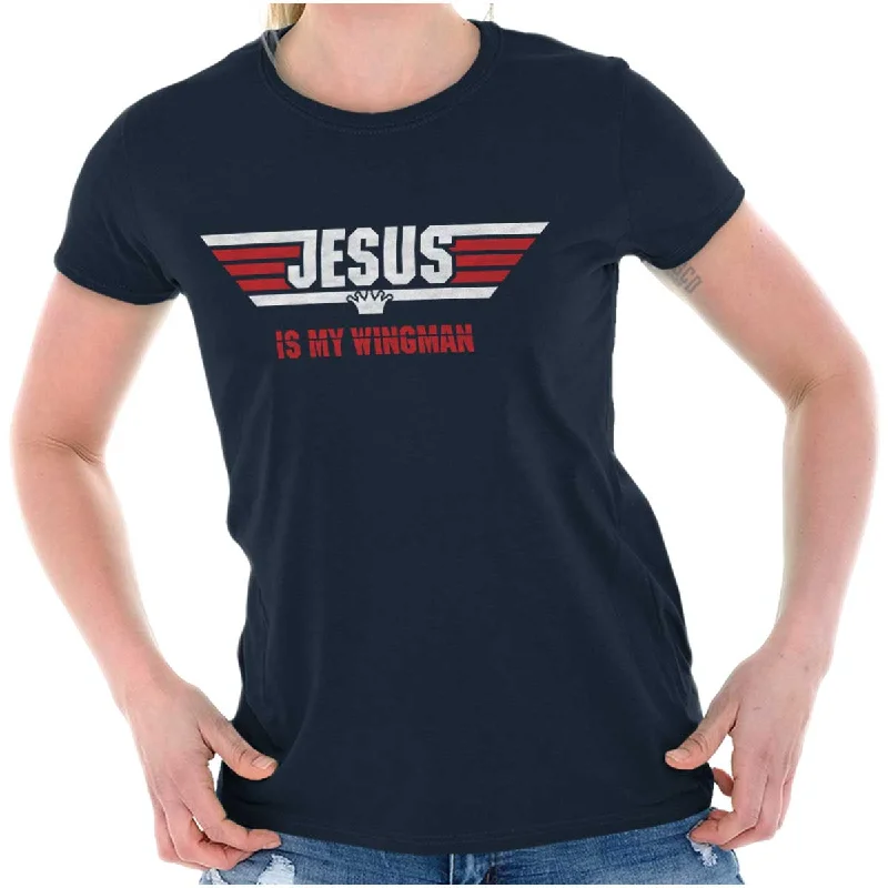 Muscle Women T Shirt for a Sporty and Casual LookJesus Is My Wingman Ladies T Shirt