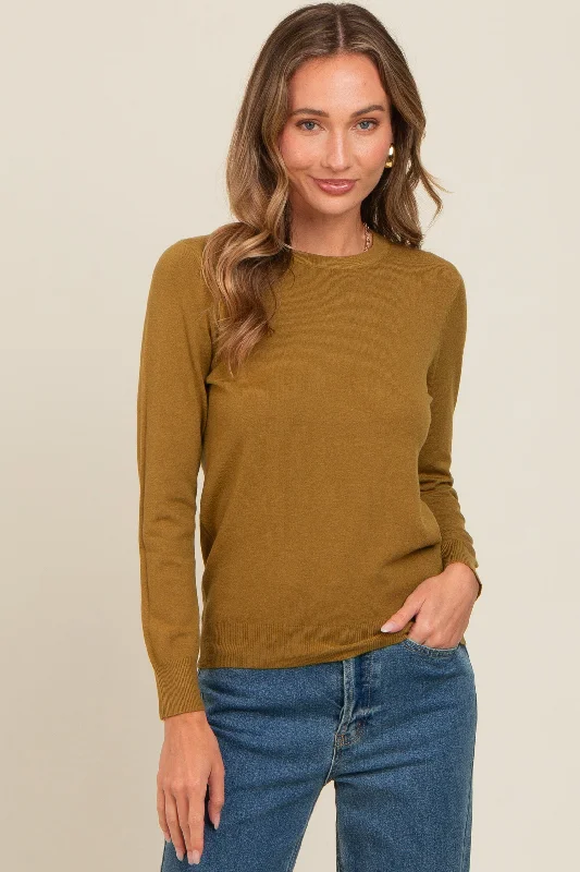 Mock - Neck Women Sweater for a Modern TwistOlive Basic Soft Knit Sweater