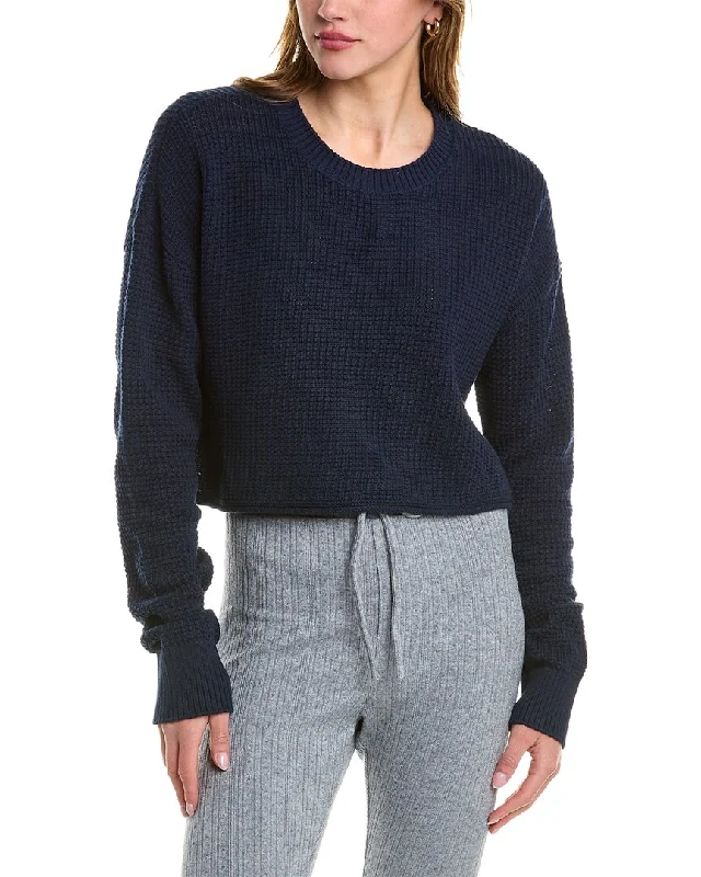 Open - Front Women Sweater for Easy LayeringOnia Cropped Waffle Sweater