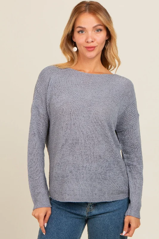 Oversized Women Sweater for a Cozy and Fashionable LookPeriwinkle Contrast Knit Panel Sweater