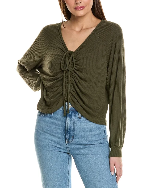 Open - Front Women Sweater for Easy LayeringProject Social T Remy Ruched Front Sweater